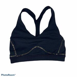 Lululemon Arise Bra Black Size 2 Lightweight Nulu Gold Detail Style# LW2CLIS